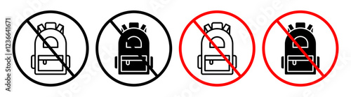 No backpacks allowed sign pack. vector illustrations designs