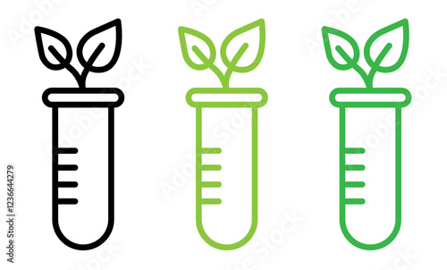 Test tube with plant icons pack. vector illustrations designs