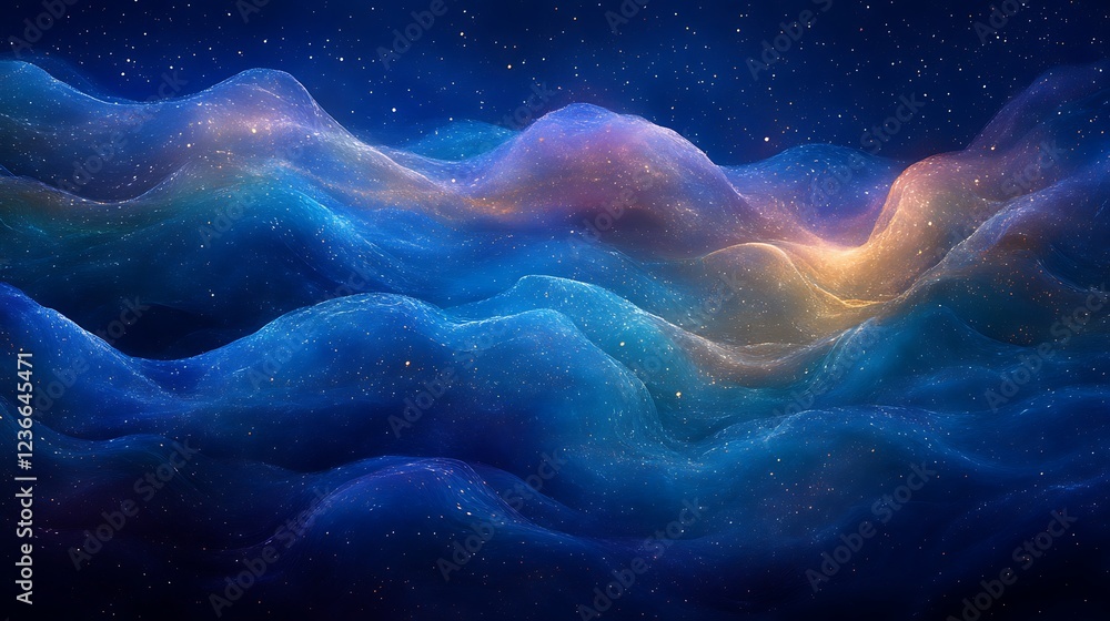 Fototapeta premium Celestial Waves Abstract Cosmic Landscape