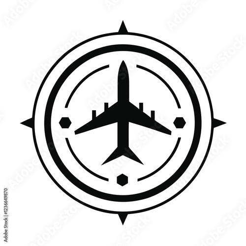 Simple Airplane and Compass Logo for Travel Branding. photo