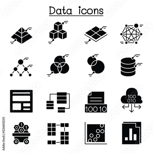 Database , Data & Graph icon set in thin line style