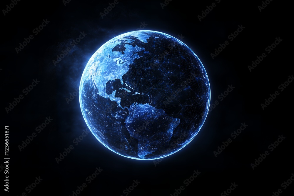 Global Network Connections Illuminated Earth Digital World Futuristic Technology Global Network Connections Illuminated Earth Digital World Futuristic Technology