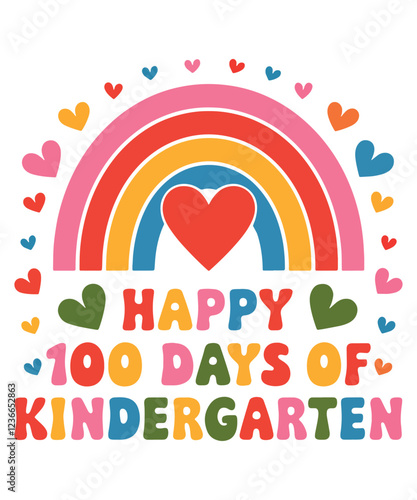 Happy 100 days of kindergarten graphic design