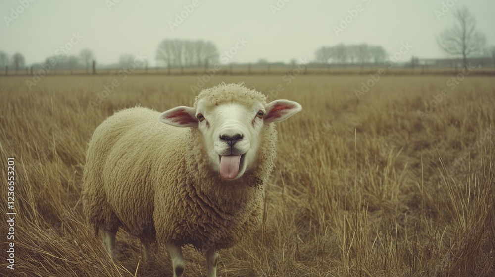 Fototapeta premium Playful Sheep in a Golden Field