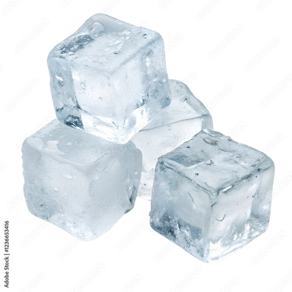 Obraz premium Clear Ice Cubes Cut Out Transparent Background