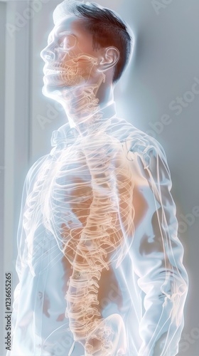 Human Body Skeleton Profile In Ethereal Glow