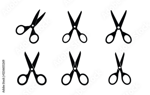 scissors set of silhouette. scissors icon set vector on white background
