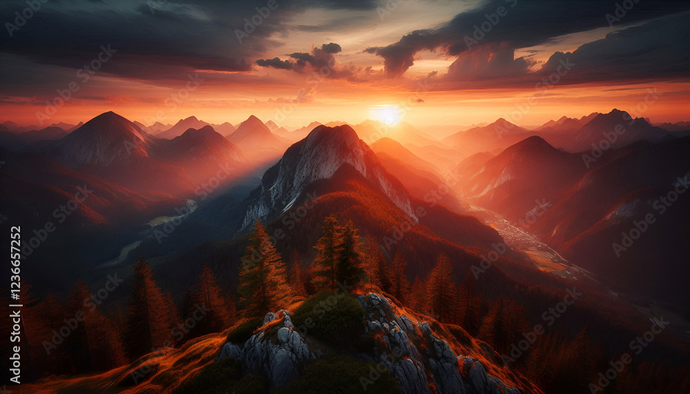 sunset in the mountains sunset in the mountains