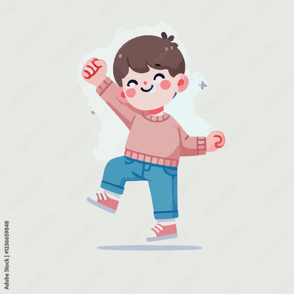 vector of small children dancing happily vector of small children dancing happily