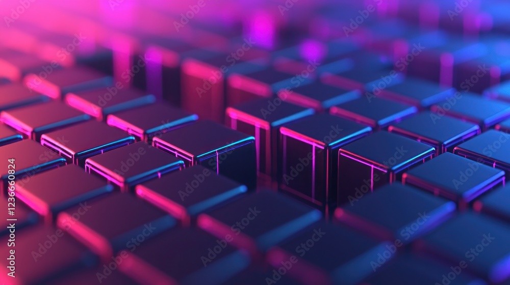 Obraz premium Abstract Pattern of Glossy Cubes with Vibrant Light Reflections