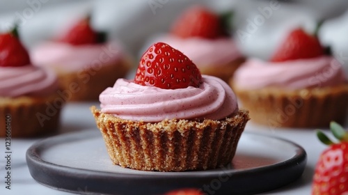 Wallpaper Mural Delicious Strawberry Cupcake with Creamy Frosting and Fresh Berries Torontodigital.ca