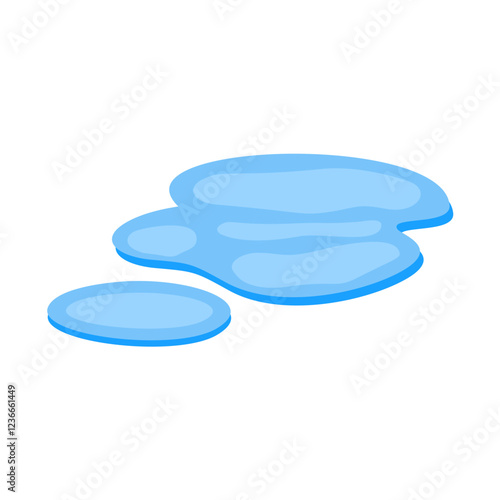Puddle of water, spill liquid flat design. Vector illustration of a water puddle, featuring a simple and clean design