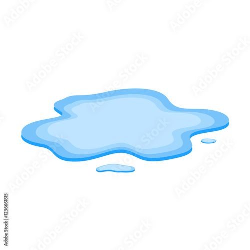 Puddle of water, spill liquid flat design. Vector illustration of a water puddle, featuring a simple and clean design