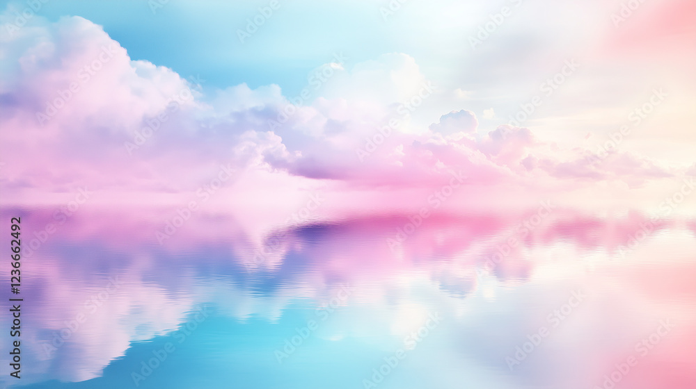 Dreamy pastel sky with soft pink and blue clouds reflecting on calm water, perfect for mindfulness content, wellness blogs, meditation apps, and inspirational backgrounds Dreamy pastel sky with soft pink and blue clouds reflecting on calm water, perfect for mindfulness content, wellness blogs, meditation apps, and inspirational backgrounds