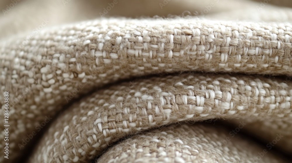Fototapeta premium Beige Woven Fabric Texture Close Up Detail