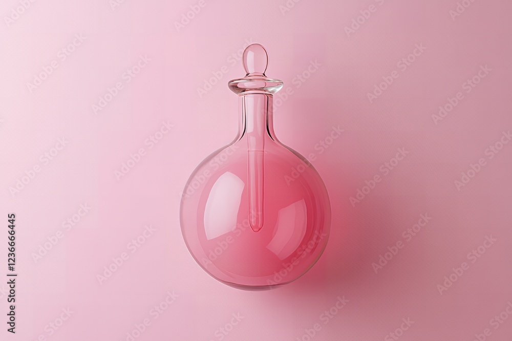 Pink Liquid in Glass Dropper Bottle on Pink Background Beauty Cosmetics Science Concept Pink Liquid in Glass Dropper Bottle on Pink Background Beauty Cosmetics Science Concept
