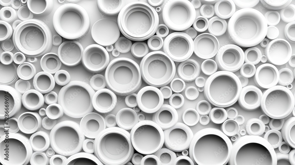 Numerous White Plastic Tubes Arranged Neatly in a Large Space Creating a Modern and Minimalist Aesthetic Highlighting Industrial Materials and Clean Lines with a Bright and Airy Atmosphere Numerous White Plastic Tubes Arranged Neatly in a Large Space Creating a Modern and Minimalist Aesthetic Highlighting Industrial Materials and Clean Lines with a Bright and Airy Atmosphere