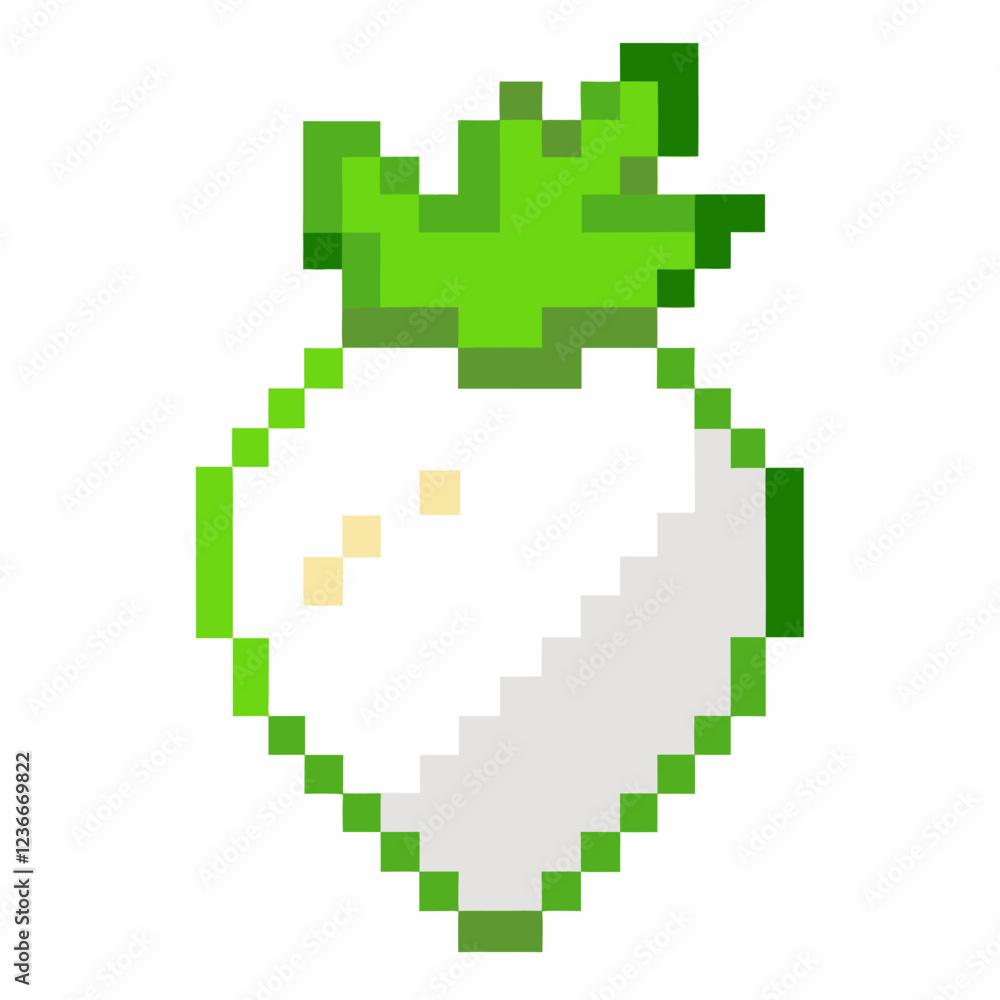 Obraz premium Pixel Art Turnip Retro 8 Bit Vegetable Icon Design for Video Games and Digital Art