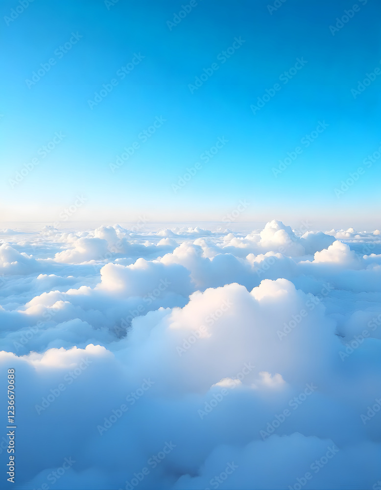 Fototapeta premium White cumulus clouds formation in blue sky