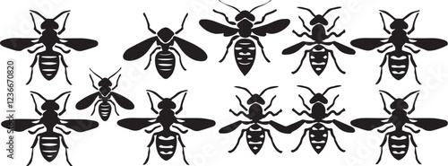 Set Bees. Hand drawn vector illustration	