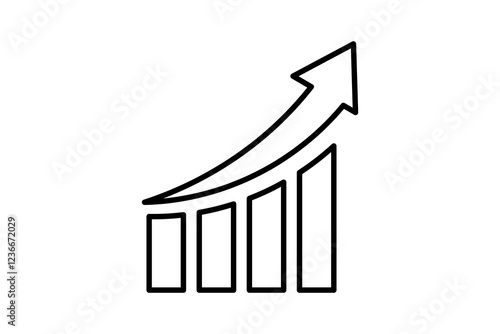 bar chart with arrow icon vector. Icon related to graph and seo . suitable for web site, app, user interfaces, printable etc. line icon style. simple vector design editable