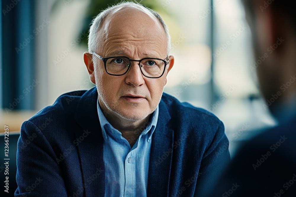 Naklejka premium Senior businessman having discussion with colleague in factory .