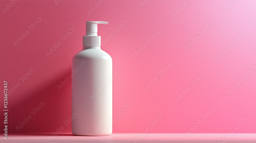 Simple White Bottle on Pink Background for Beauty and Cosmetic Use Simple White Bottle on Pink Background for Beauty and Cosmetic Use
