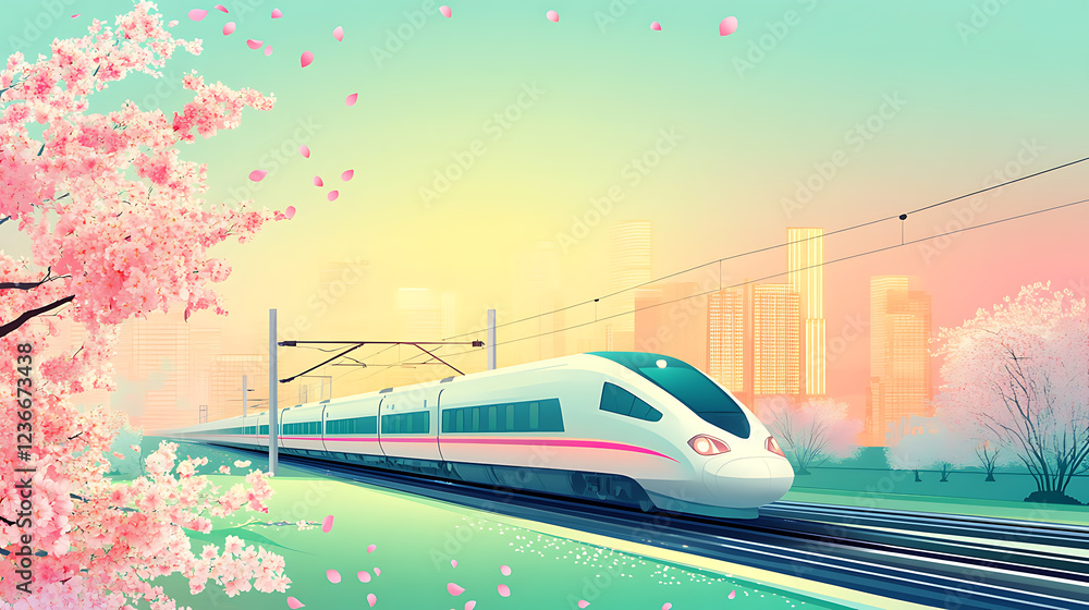 Naklejka premium High-speed trains, wallpaper, the powerful vehicles for fast travel