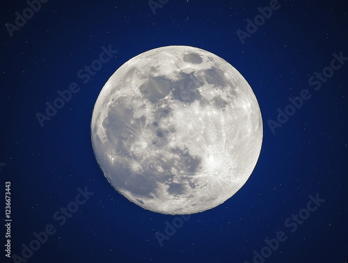 A large, full moon is shining brightly in the night sky