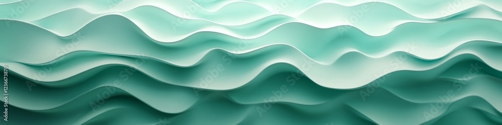 Fototapeta premium Seamless Pastel Aqua Gradient, 3D Low Profile, Minimalist Wave Texture Pattern Background For Design