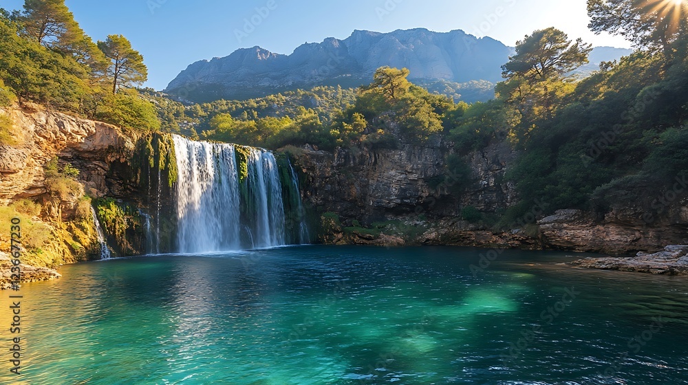 Fototapeta premium Cascading waterfall scenic travel destination