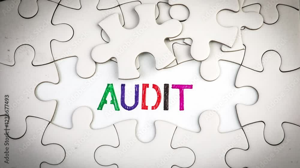 Audit. Revealing the word by removing the puzzle pieces. Stop motion, 4K Audit. Revealing the word by removing the puzzle pieces. Stop motion, 4K