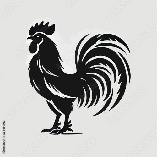 vector black silhouette of a rooster