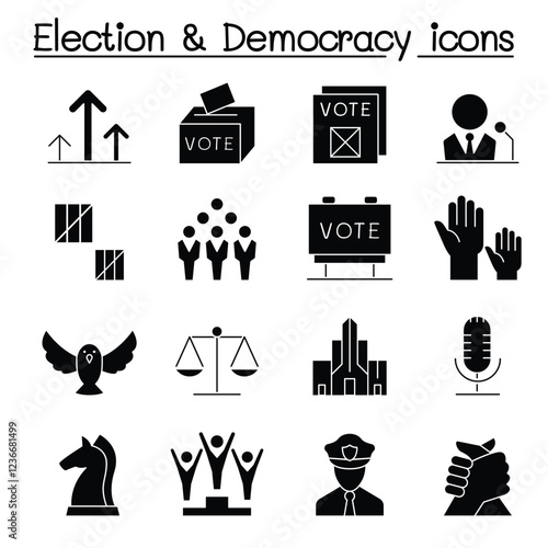 Election & Democracy icon set in thin line style