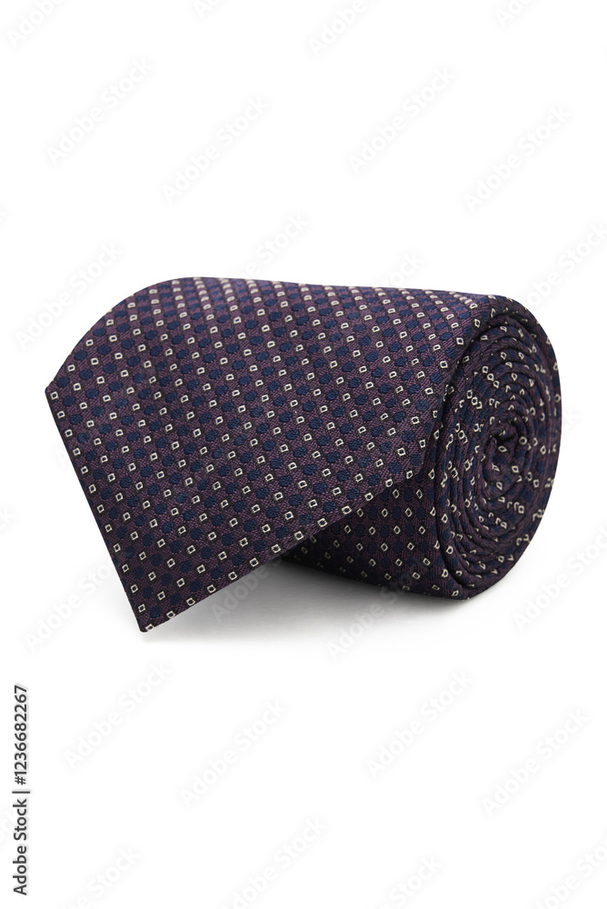 Purple necktie ( tie ) rolled up isolated on a white background + clipping path. Purple necktie ( tie ) rolled up isolated on a white background + clipping path.