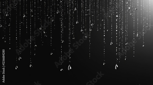 Realistic dripping drops flow down background. Rain dropping, water transparent texture. Drip steam and condensate, droplet on glass pithy vector design