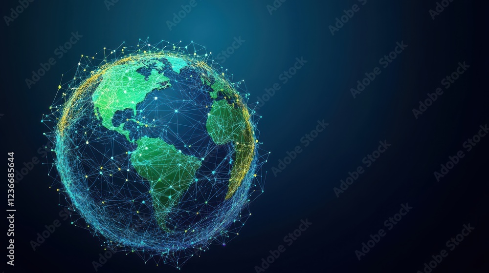 Fototapeta premium Global Network Connections Represented by a Digital Earth Visualization