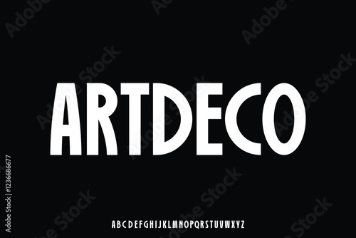Bold condensed art deco style alphabet display font vector illustration