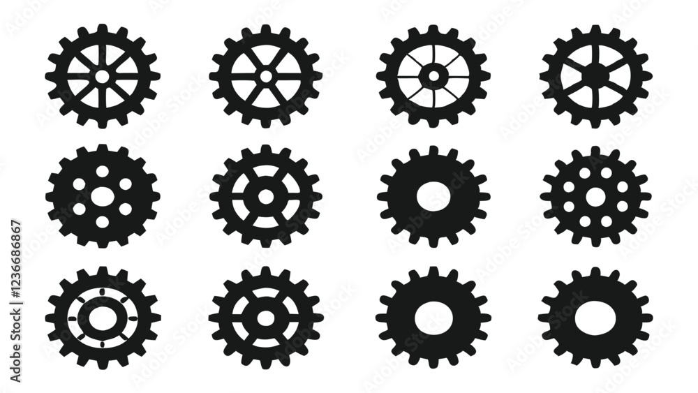 Mechanical Gear Icons for Technology Projects Mechanical Gear Icons for Technology Projects