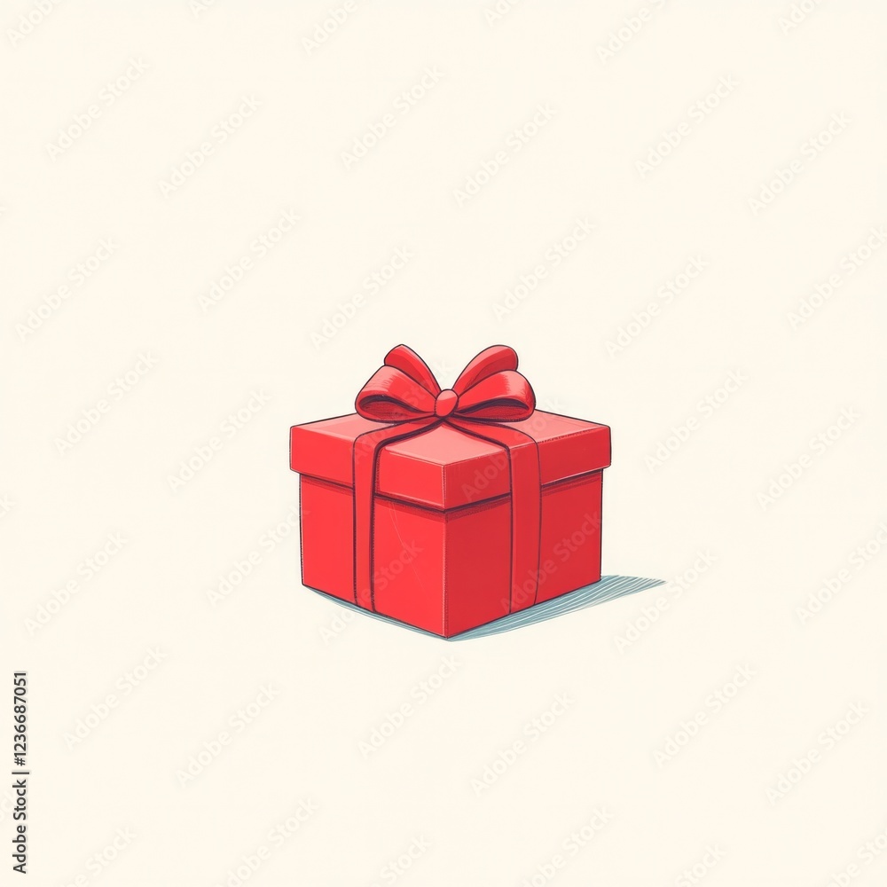 Red gift box with bow on neutral background Red gift box with bow on neutral background