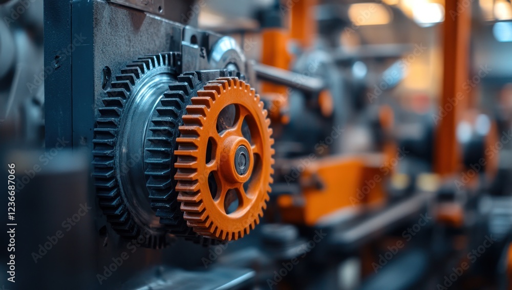 Fototapeta premium Close-up of Industrial Gears: Precise Engineering and Manufacturing