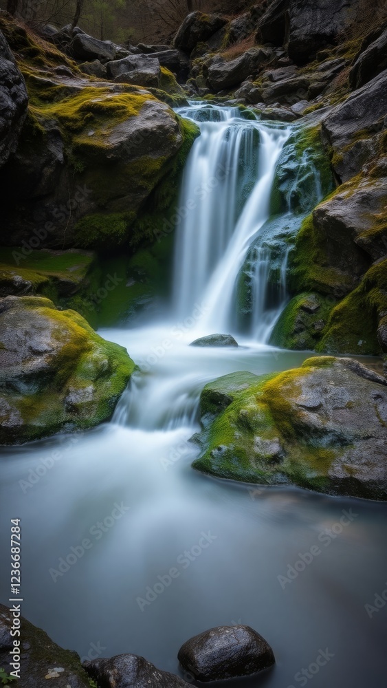 Soft Flowing Water Over Rocky Terrain Soft Flowing Water Over Rocky Terrain