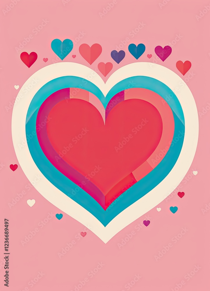 Layered Heart Graphic with Smaller Hearts Layered Heart Graphic with Smaller Hearts