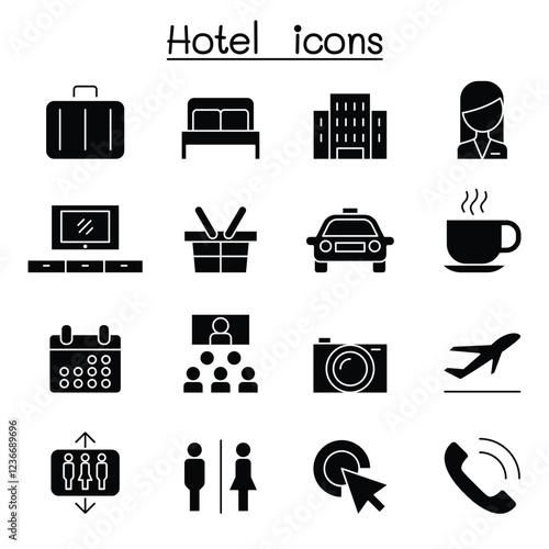 Hotel icon set in thin line style