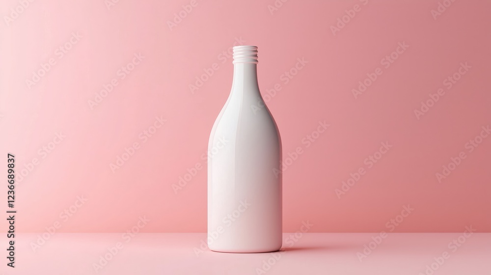 Minimalist White Bottle on Pink Background for Clean Aesthetic Minimalist White Bottle on Pink Background for Clean Aesthetic