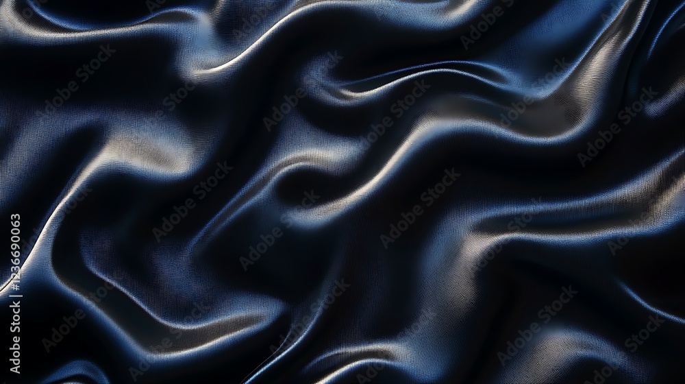 Dark Blue Silk Draped Fabric Abstract Texture Dark Blue Silk Draped Fabric Abstract Texture