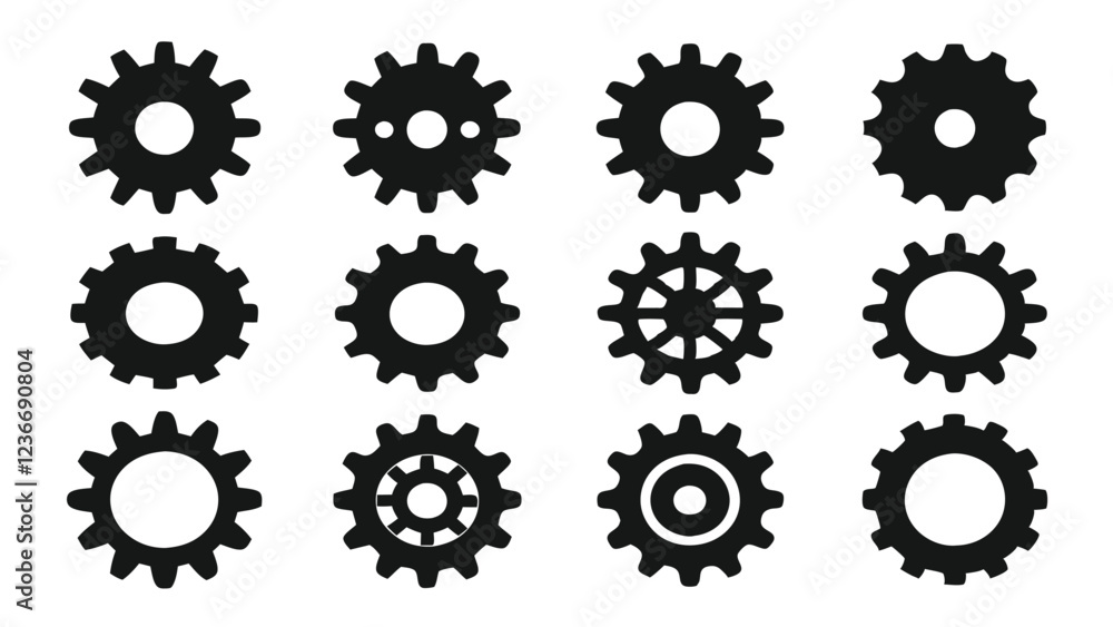 Mechanical Gear Icons for Technology Projects Mechanical Gear Icons for Technology Projects