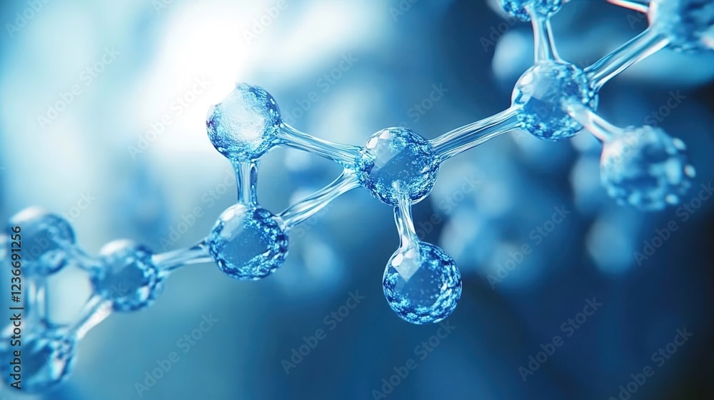 A close-up of the carbon sport molecules, with each one being a clear blue color on an abstract background A close-up of the carbon sport molecules, with each one being a clear blue color on an abstract background