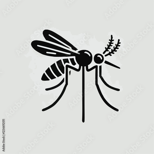 vector black silhouette of a mosquito