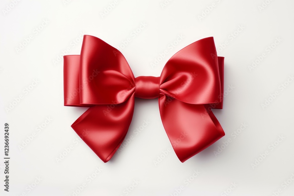 Red bow made of shiny ribbon, perfect for gifts, decorations, and celebrations, adding a touch of elegance Red bow made of shiny ribbon, perfect for gifts, decorations, and celebrations, adding a touch of elegance